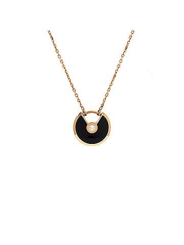 Cartier Amulette de Cartier Pendant Necklace 18K Rose Gold with Onyx and Diamond XS (view 1)