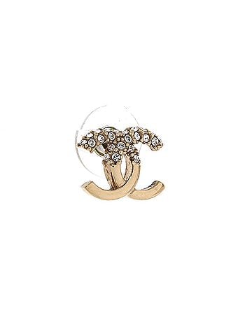 Chanel CC Stud Earrings Metal with Crystals (view 2)