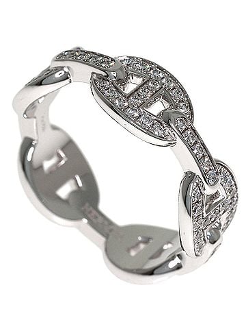 Hermès Hermes Chaine d'Ancre Enchainée PM Diamond Ring #56 18K White Gold Women's HERMES (view 1)
