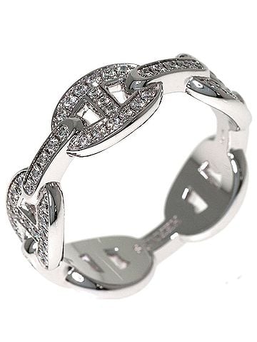 Hermès Hermes Chaine d'Ancre Enchainée PM Diamond Ring #56 18K White Gold Women's HERMES (view 2)