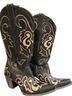 Lane 100% Leather Black Tan Boots Size 7 1/2 - photo 1