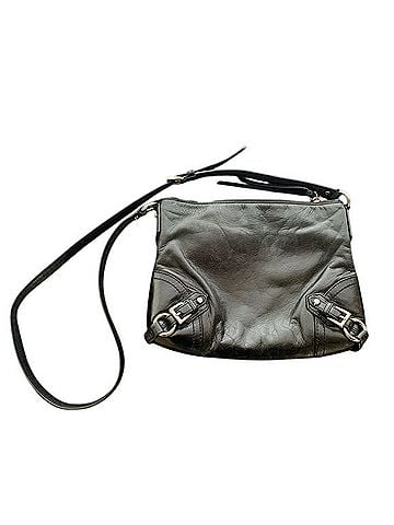 MICHAEL Michael Kors Vintage Shiny Black Leather Buckle Crossbody Bag Crossbody Bag (view 2)