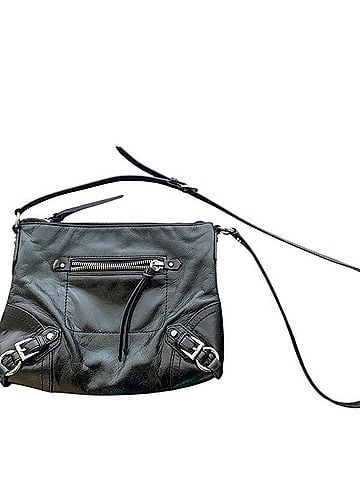 MICHAEL Michael Kors Vintage Shiny Black Leather Buckle Crossbody Bag Crossbody Bag (view 1)