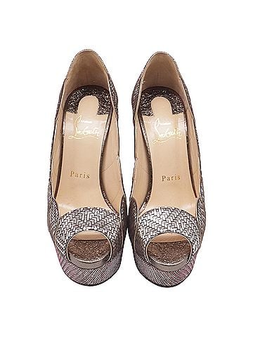 Christian Louboutin Christian Louboutin Torsatoe Scallop Platform Pumps in Silver Leather (view 1)