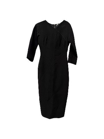 Victoria Beckham Victoria Beckham Midi Dress in Black Wool (view 1)