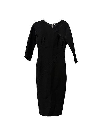 Victoria Beckham Victoria Beckham Midi Dress in Black Wool (view 2)