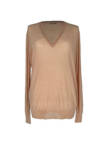 Joseph Joseph Long-sleeve V-Neck Sweater in Peach Cashmere (view 1)