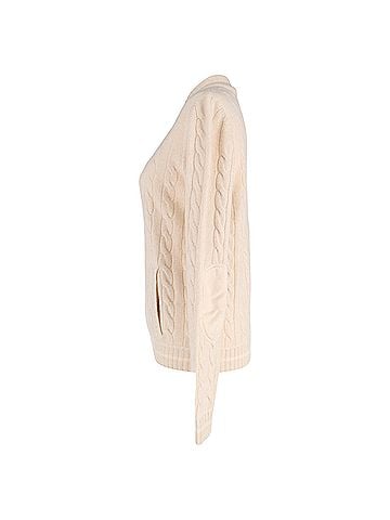 Brunello Cucinelli Brunello Cucinelli Cable-Knit Zip-Up Cardigan in Cream Cashmere (view 2)