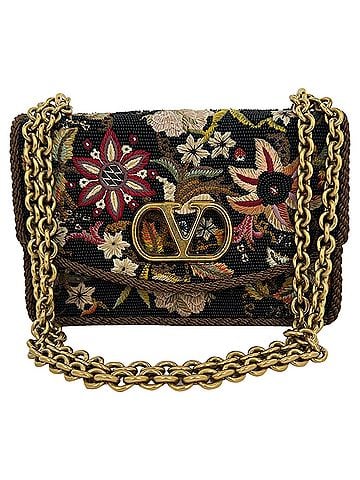 Mario Valentino Valentino Garavani Vain Embroidered Shoulder Bag in Multicolor Leather (view 1)