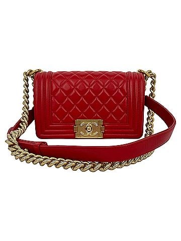 Chanel Chanel Le Boy Shoulder Bag in Red Leather (view 1)