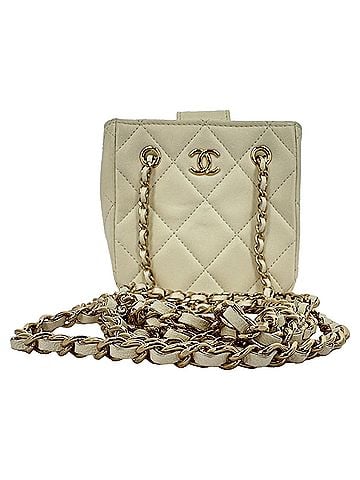 Chanel Chanel Quilted Mini Square Clutch in Ivory Leather (view 1)