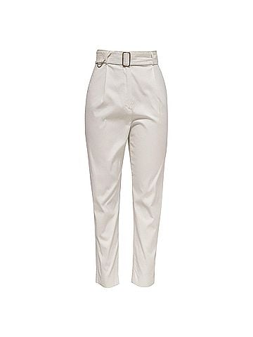 Max Mara Max Mara High-Waisted Belted Wide-Leg Trousers in White Cotton (view 1)