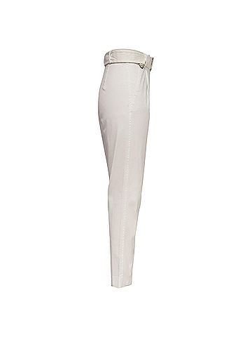 Max Mara Max Mara High-Waisted Belted Wide-Leg Trousers in White Cotton (view 2)