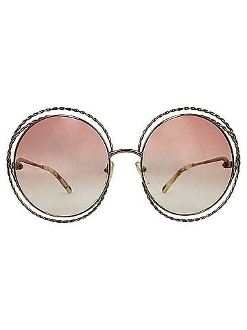 Chloé Chloé Carlina Twist Oversized Round Sunglasses in Silver Metal (view 1)