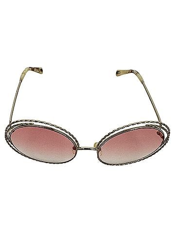 Chloé Chloé Carlina Twist Oversized Round Sunglasses in Silver Metal (view 2)