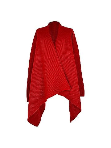 Rick Owens Rick Owens Ribbed-Knit Cape Sweater in Red Wool (view 1)