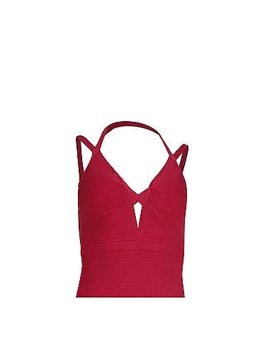 Herve Leger Herve Leger Halterneck Maxi Dress in Pink Rayon (view 2)