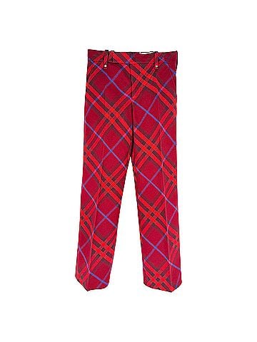 Burberry Burberry Checked Straight-Leg Trousers in Burgundy Wool (view 1)