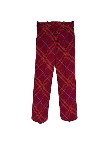 Burberry Burberry Checked Straight-Leg Trousers in Burgundy Wool (view 2)