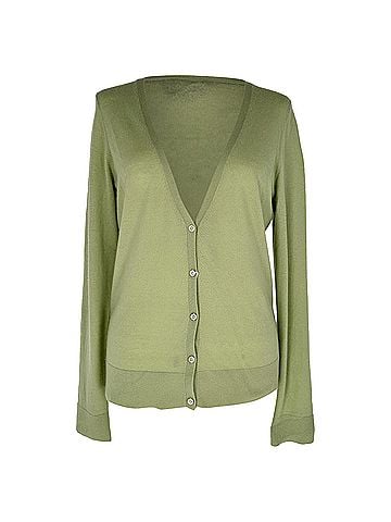 Theory Theory Buttoned Cardigan in Green Cashmere (view 1)