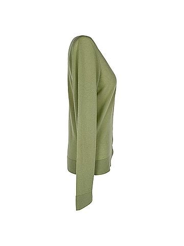 Theory Theory Buttoned Cardigan in Green Cashmere (view 2)