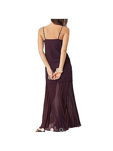 ASOS Plum Spaghetti-Strap Maxi Dress with Pleated Skirt Casual Dress (view 2)