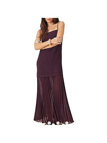 ASOS Plum Spaghetti-Strap Maxi Dress with Pleated Skirt Casual Dress (view 1)