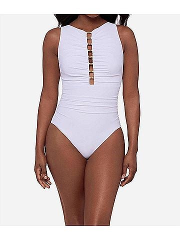 Miraclesuit Swizzle One Piece Swimsuit in White (view 2)