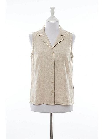 Renuar Shimmer Sleeveless Button Top in Gold (view 1)