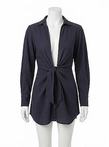 ViX Juliete Long Sleeve Swim Coverup in Blue (view 1)
