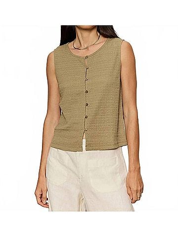 Sanctuary Textured Vacation Shell Top in Covert Green (view 2)