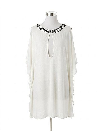 Jordan Taylor Flutter Sleeve Keyhole Tunic in Jor White (view 1)