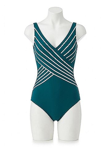 Gottex Embrace V-Neck Surplice One Piece in Teal (view 1)