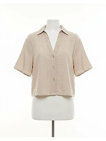 Dex Short Sleeves Blouse in Light Oyster (view 1)