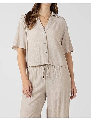 Dex Short Sleeves Blouse in Light Oyster (view 2)