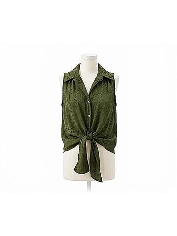 Karen Kane Sleeveless Tie-Front Top in Olive (view 1)