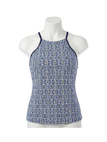 Helen Jon Racerback Tankini Top in Tangier &amp; Navy (view 1)