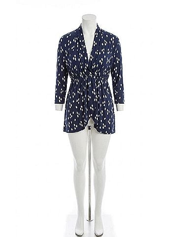 Kiyonna Lori Printed Bellini Kimono in Navy (view 1)