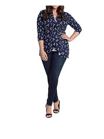 Kiyonna Lori Printed Bellini Kimono in Navy (view 2)