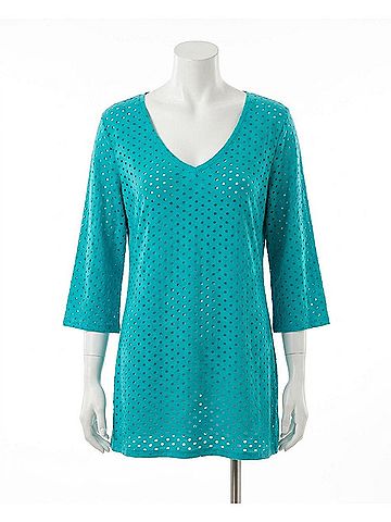 Eco Swim Jacquard 3/4 Sleeve Tunic in Eco Surf (view 1)