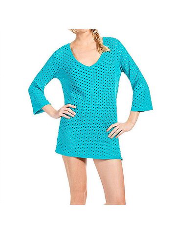 Eco Swim Jacquard 3/4 Sleeve Tunic in Eco Surf (view 2)