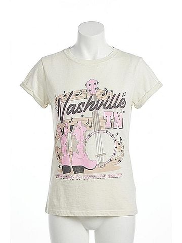 Recycled Karma Welcome To Music City Tee in Pearl (view 1)