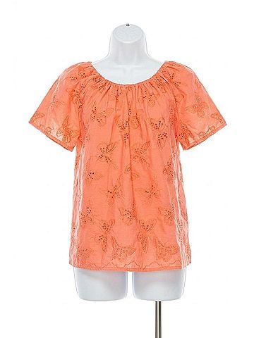 grand & greene Butterfly Eyelet Short Sleeve Top in Coral (view 1)