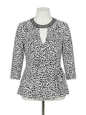 Perseption Concept Aspen Embellished Neck Collar Peplum Top in Cheetah Print (view 1)