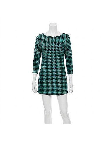 Yahada Women's Houndstooth Tunic in Green (view 1)