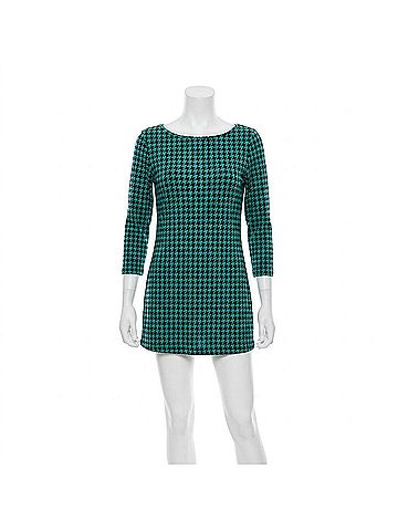 Yahada Women's Houndstooth Tunic in Green (view 1)