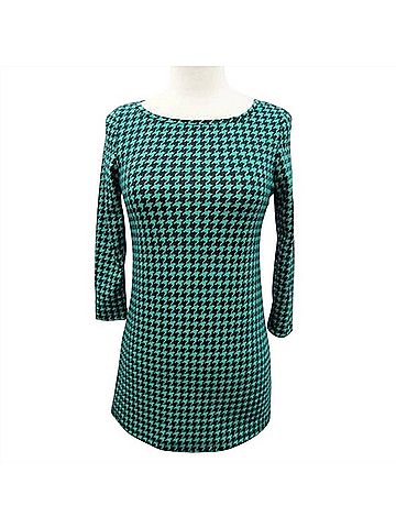 Yahada Women's Houndstooth Tunic in Green (view 2)