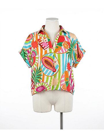 Karlie Island Fruit Gauze Signature Collar Top in Multi (view 1)