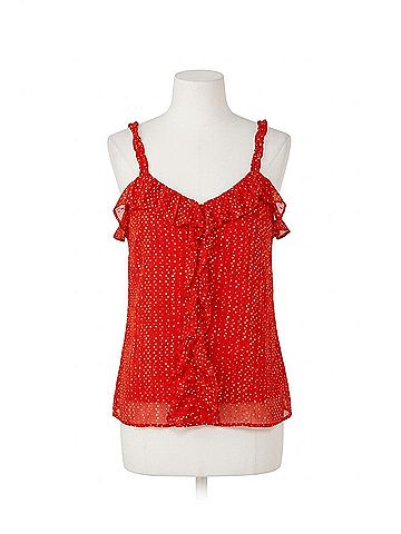 Ecru Zendaya Ruffle Top in Red (view 1)