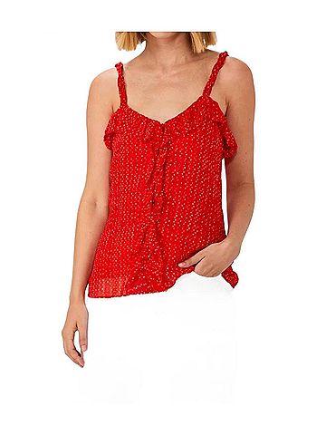 Ecru Zendaya Ruffle Top in Red (view 2)